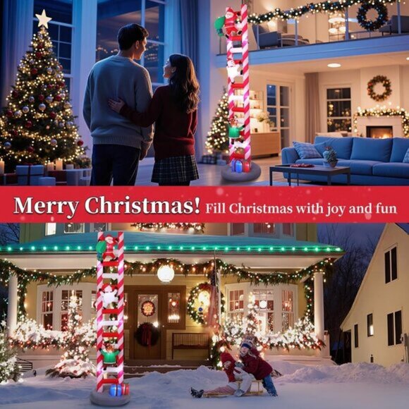 ⚡9.8FT Christmas Inflatables Ladder Built-in LED Light Yard Outdoor Decorations - Picture 6 of 13